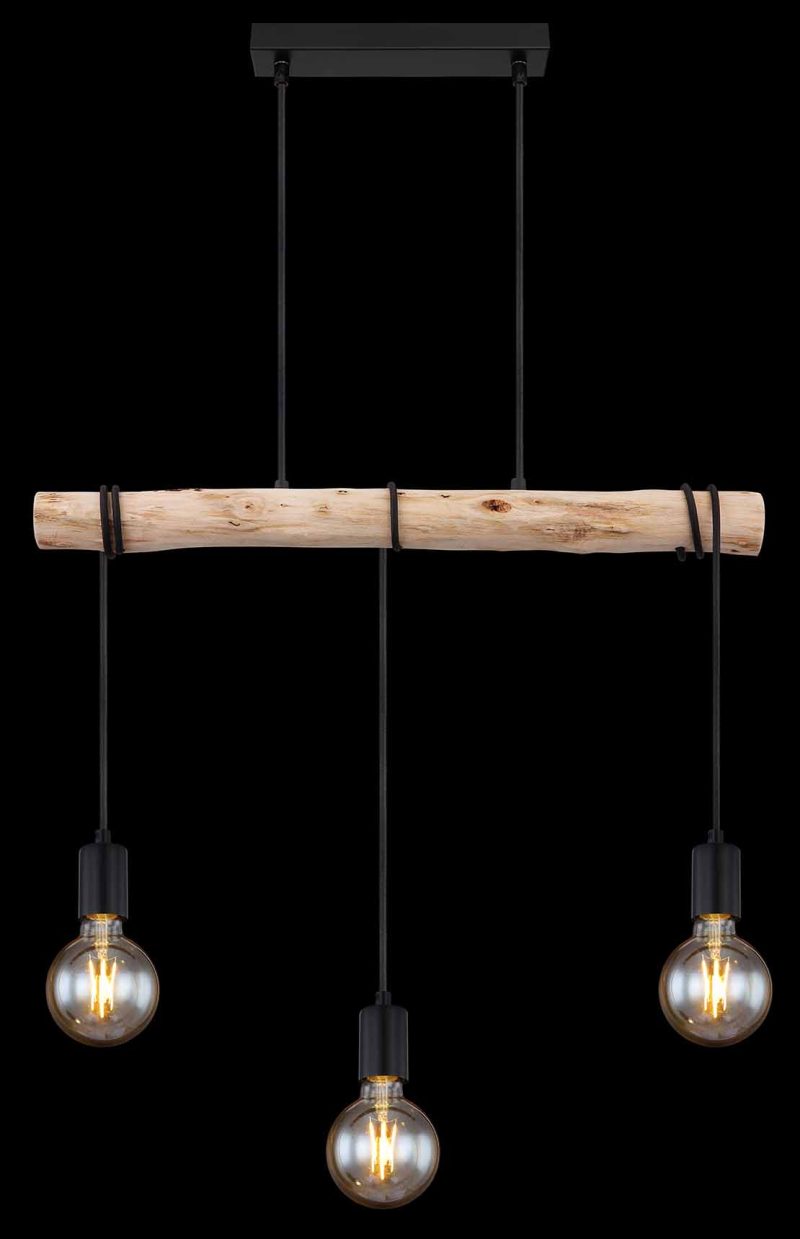 Landelijke zwarte metalen hanglamp Globo Gregor - Afbeelding 5