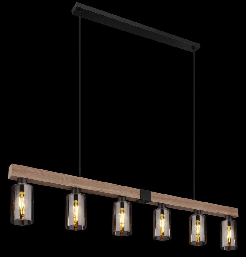 Landelijke zwarte metalen hanglamp Globo Hadera - Afbeelding 4