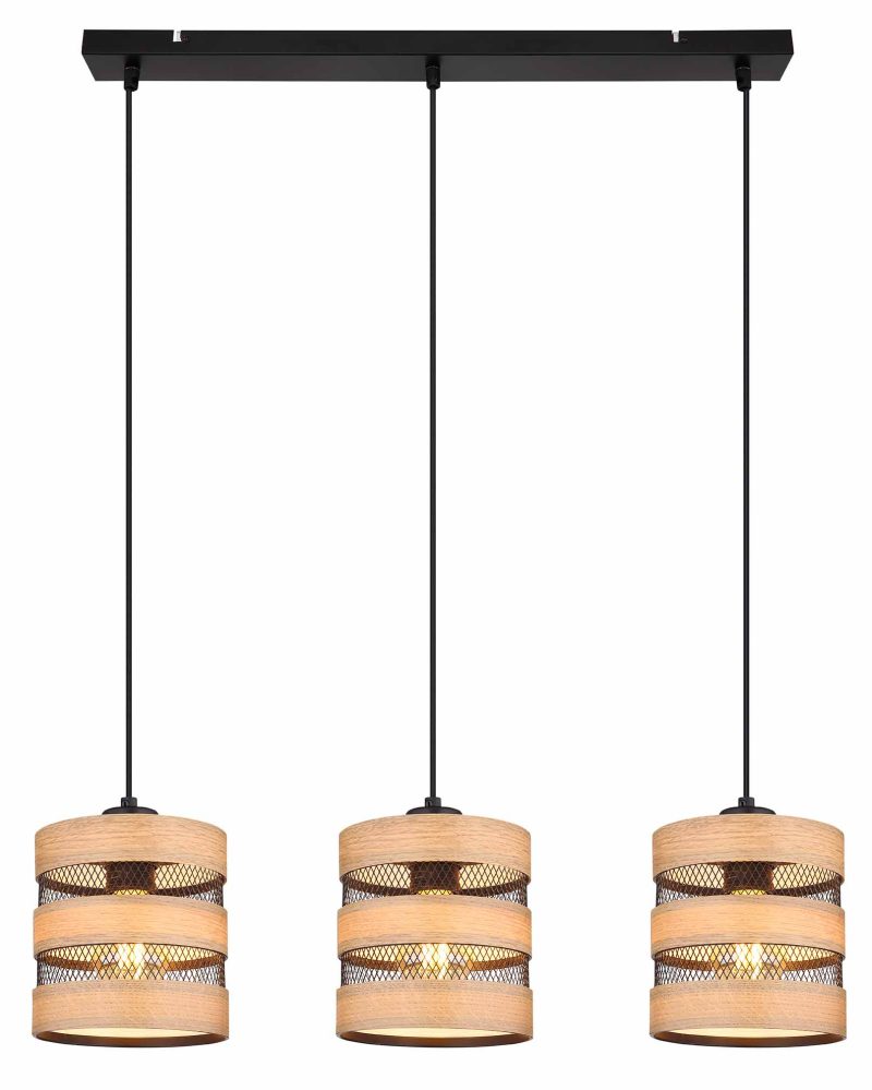 Landelijke zwarte metalen hanglamp Globo Soeni - Afbeelding 2