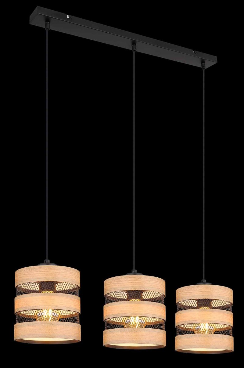 Landelijke zwarte metalen hanglamp Globo Soeni - Afbeelding 4