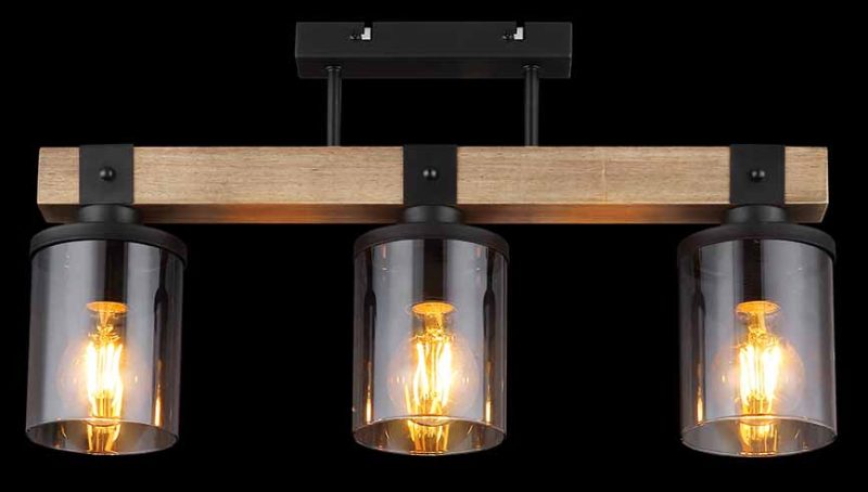 Landelijke zwarte metalen plafondlamp Globo Lila - Afbeelding 5