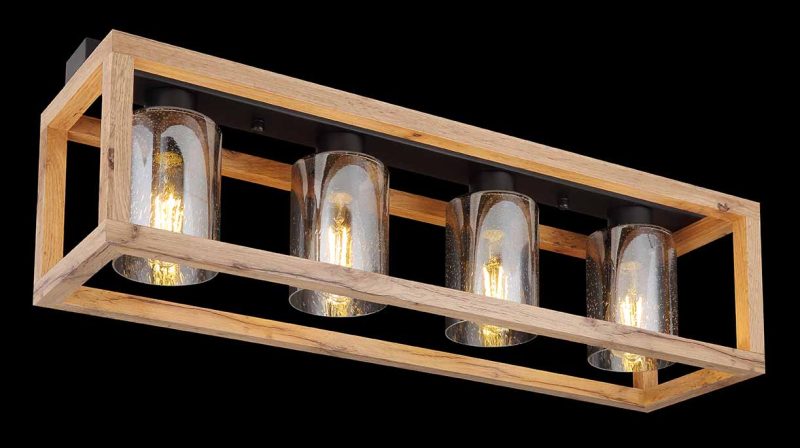 Landelijke zwarte retro plafondlamp Globo Pettey - Afbeelding 4