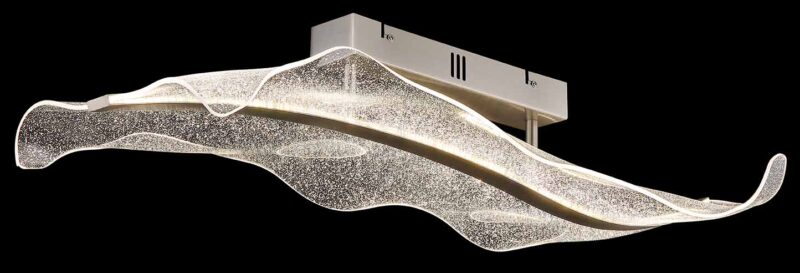 Langwerpige golvende plafondlamp nikkel/transparant Globo Saque - Afbeelding 3