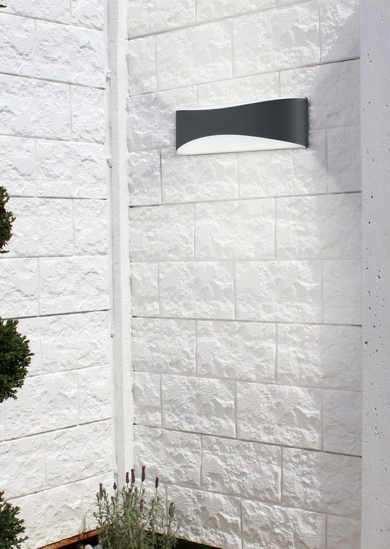 Langwerpige moderne antracieten wandlamp Konda - Afbeelding 2