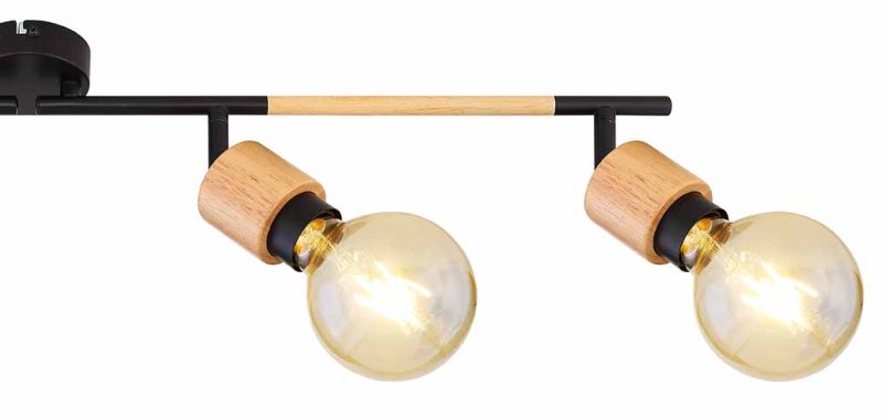 Langwerpige naturel/zwarte 4-lichts spot Globo Jorna - Afbeelding 4