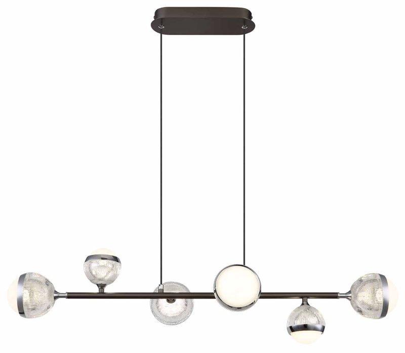 Metalen 6-acrylglasbol hanglamp antraciet/chroom Globo Untsy - Afbeelding 2