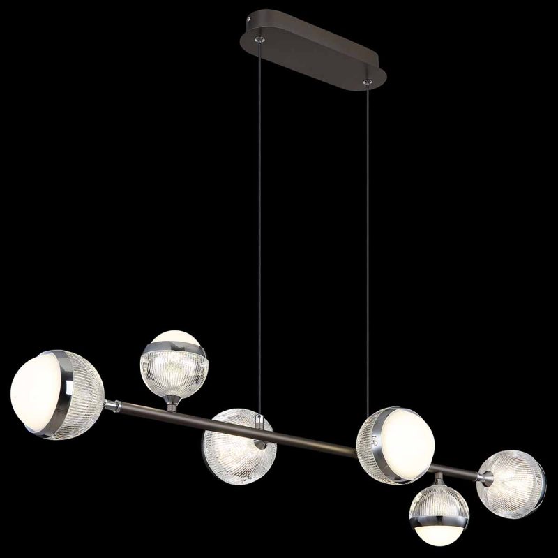 Metalen 6-acrylglasbol hanglamp antraciet/chroom Globo Untsy - Afbeelding 4