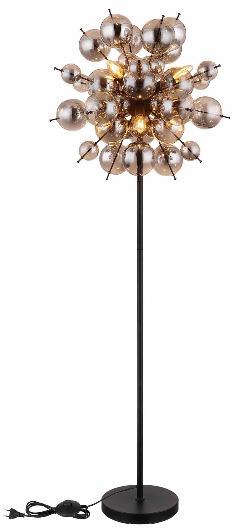 Metalen art deco zwarte vloerlamp Globo Udo - Afbeelding 4