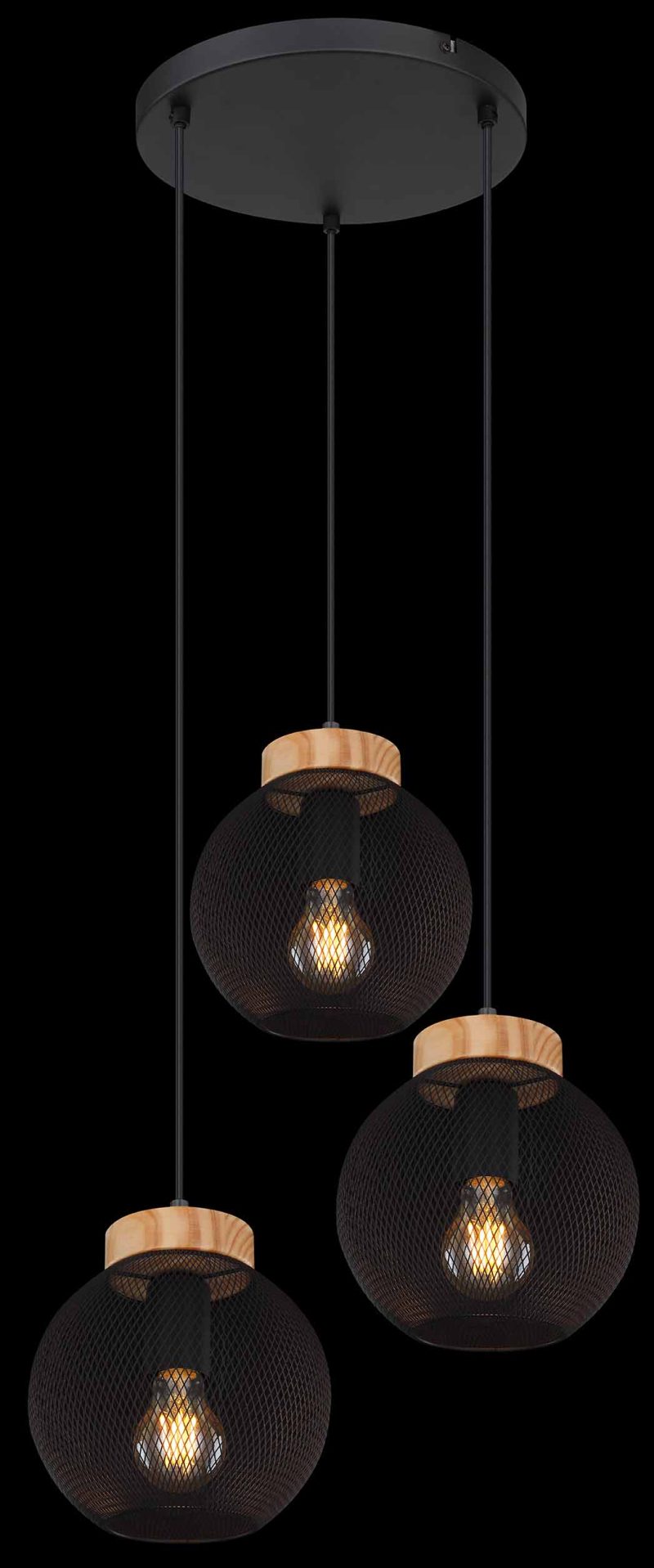 Metalen gazen retro zwarte hanglamp Globo Pablo - Afbeelding 3