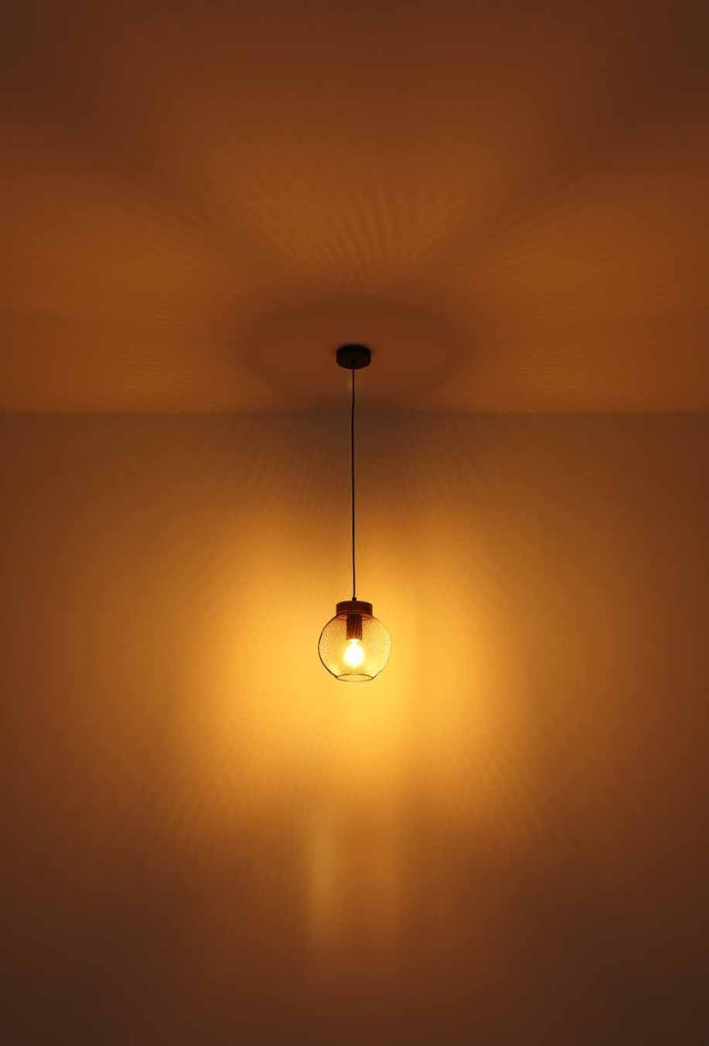 Metalen gazen retro zwarte hanglamp Globo Pablo - Afbeelding 4