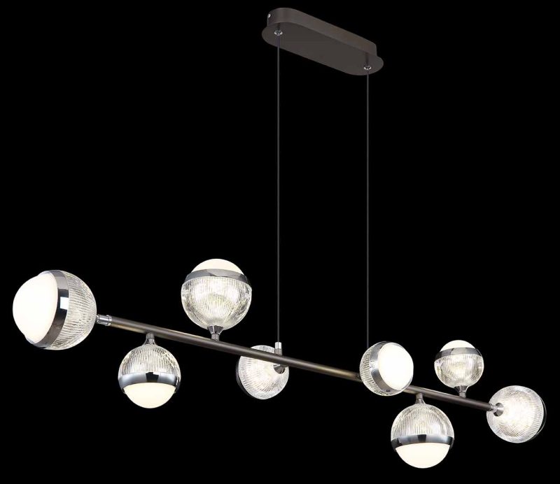 Metalen hanglamp 8-acrylglasbol antraciet/chroom L Globo Untsy - Afbeelding 4
