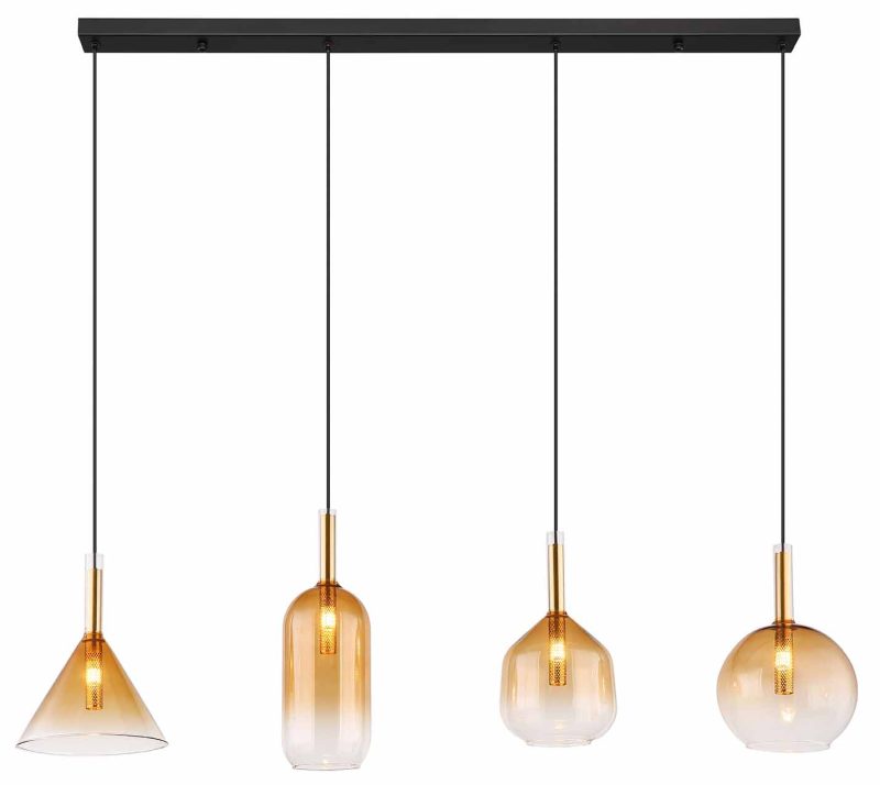 Metalen hanglamp klassiek goud zwart Globo Lopusa - Afbeelding 2