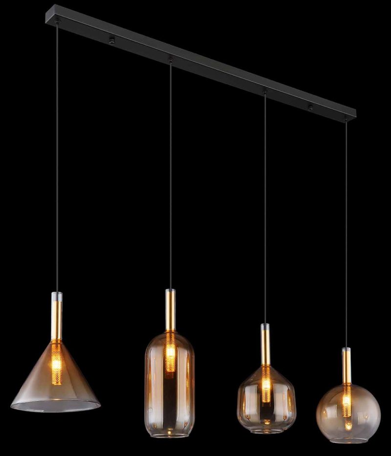 Metalen hanglamp klassiek goud zwart Globo Lopusa - Afbeelding 4