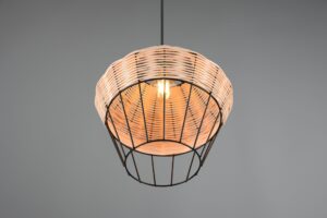 Alternative view of Metalen hanglamp large rotanvlechtwerk naturel Borka