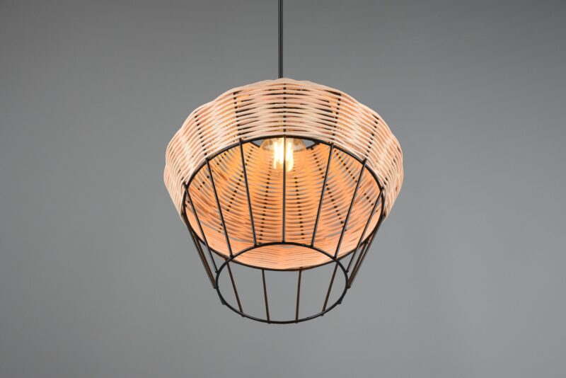 Metalen hanglamp large rotanvlechtwerk naturel Borka - Afbeelding 2