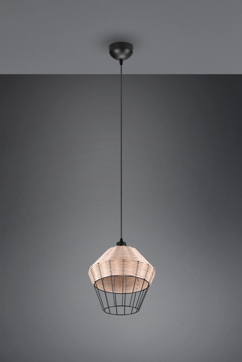 Metalen hanglamp large rotanvlechtwerk naturel Borka - Afbeelding 3