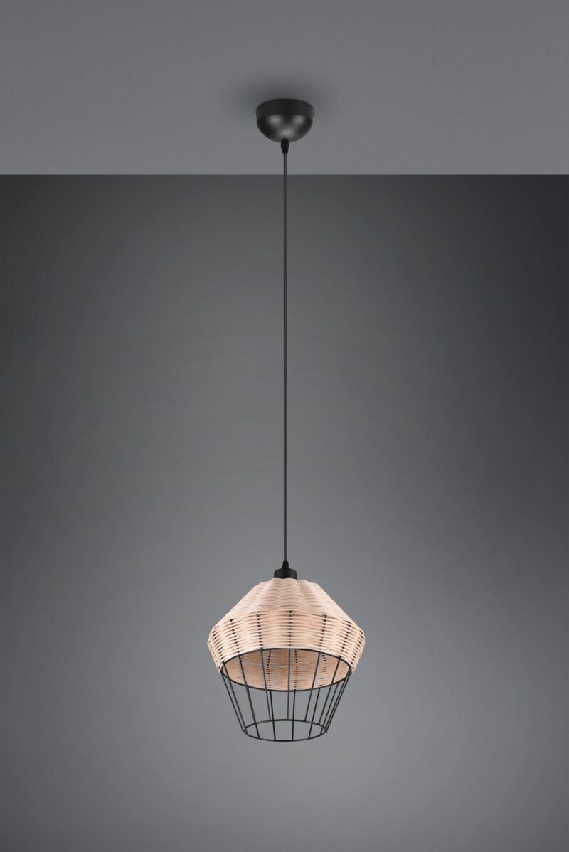 Metalen hanglamp large rotanvlechtwerk naturel Borka - Afbeelding 3