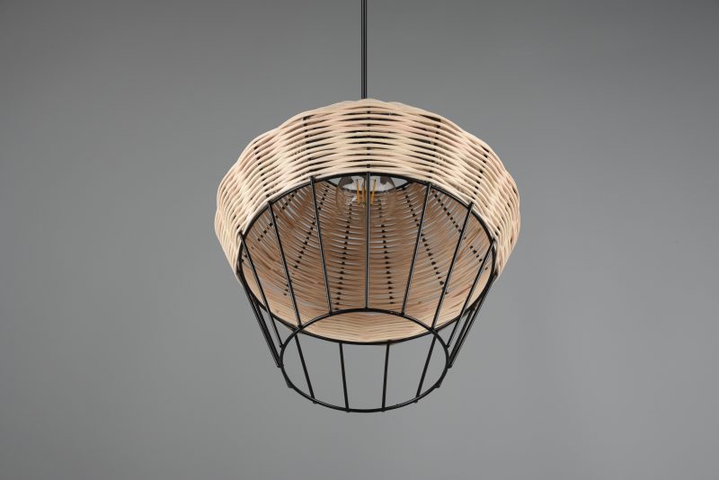Metalen hanglamp large rotanvlechtwerk naturel Borka - Afbeelding 5