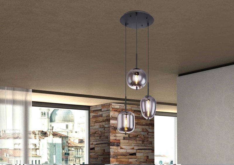 Metalen hanglamp metaal zwart Globo Blacky - Afbeelding 3