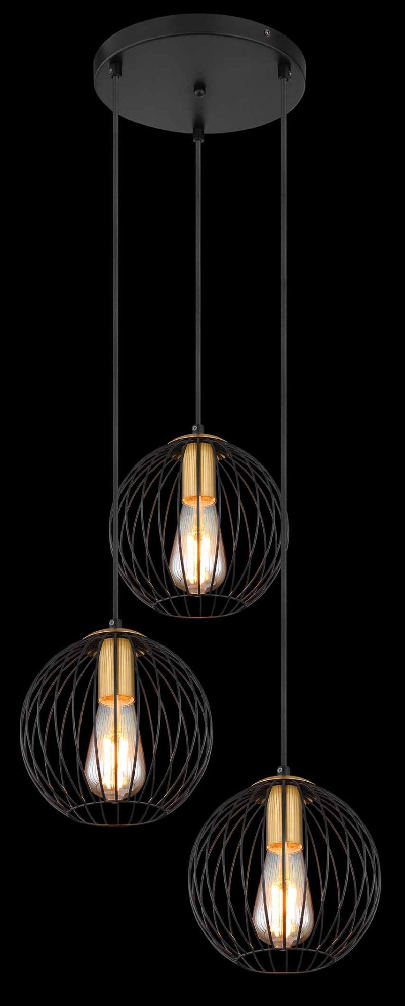 Metalen hanglamp retro zwart Globo Eusebius - Afbeelding 3