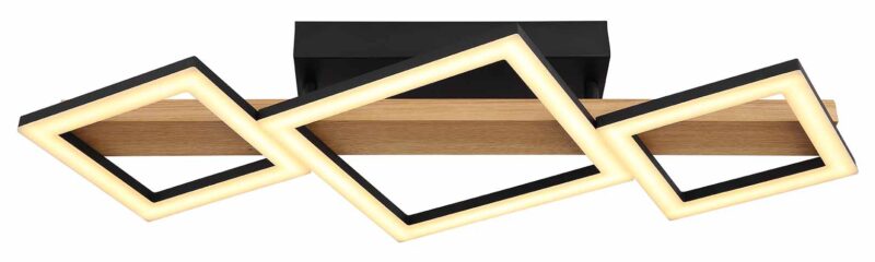Metalen houten zwarte moderne plafondlamp Globo Dustin - Afbeelding 2