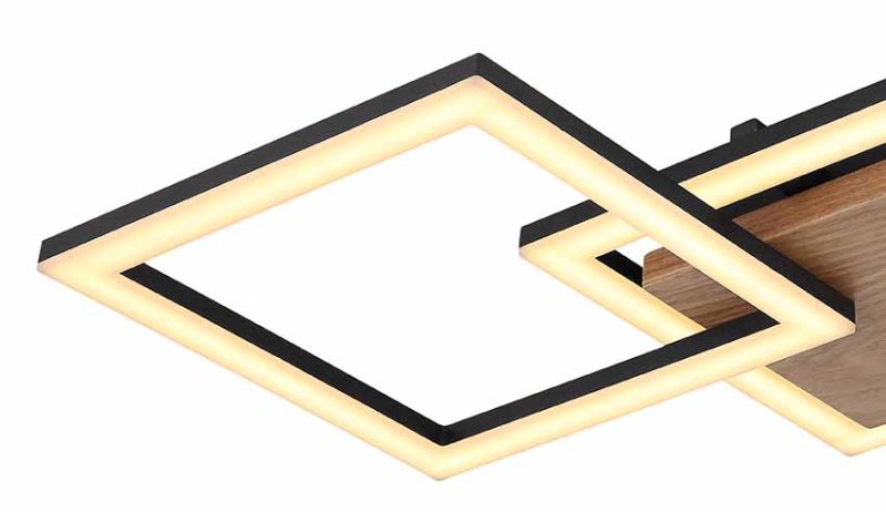 Metalen houten zwarte moderne plafondlampen Globo Kerry - Afbeelding 4