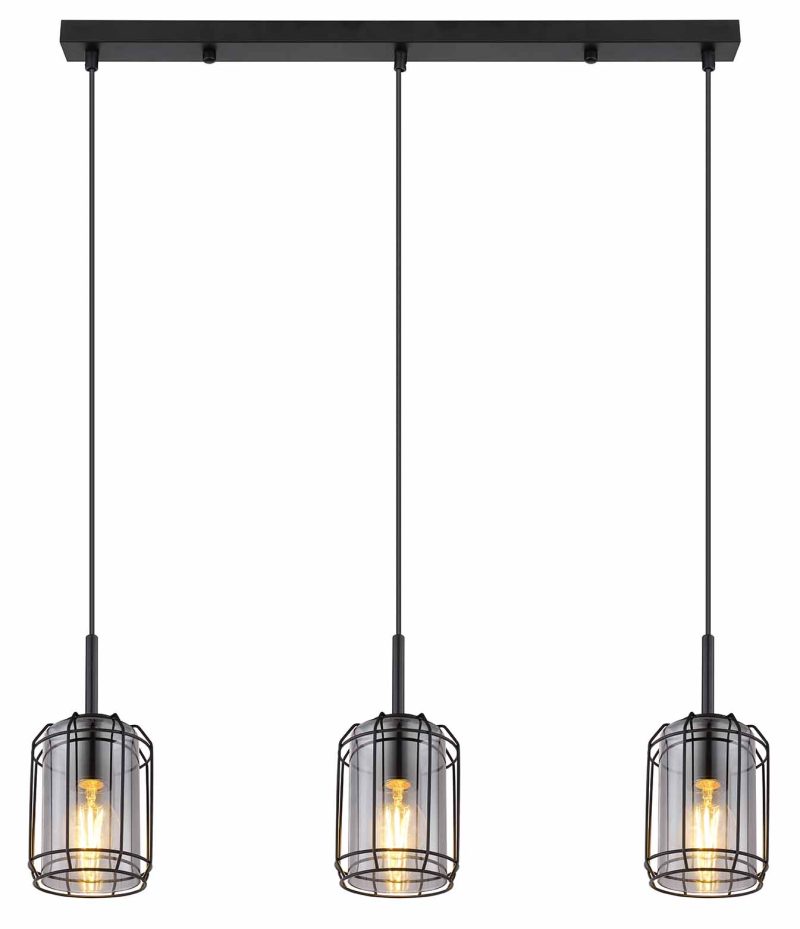 Metalen industriële zwarte hanglamp Globo Kammi - Afbeelding 2