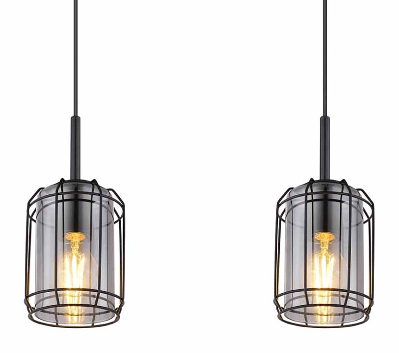 Metalen industriële zwarte hanglamp Globo Kammi - Afbeelding 3