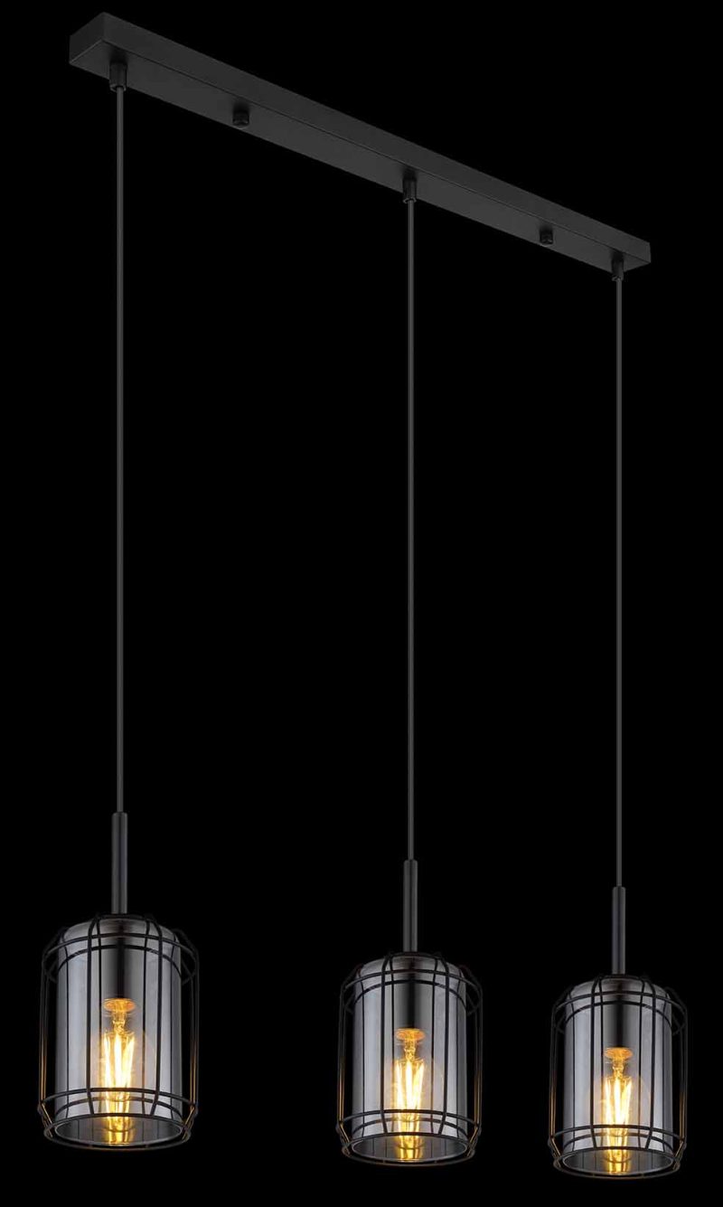 Metalen industriële zwarte hanglamp Globo Kammi - Afbeelding 4