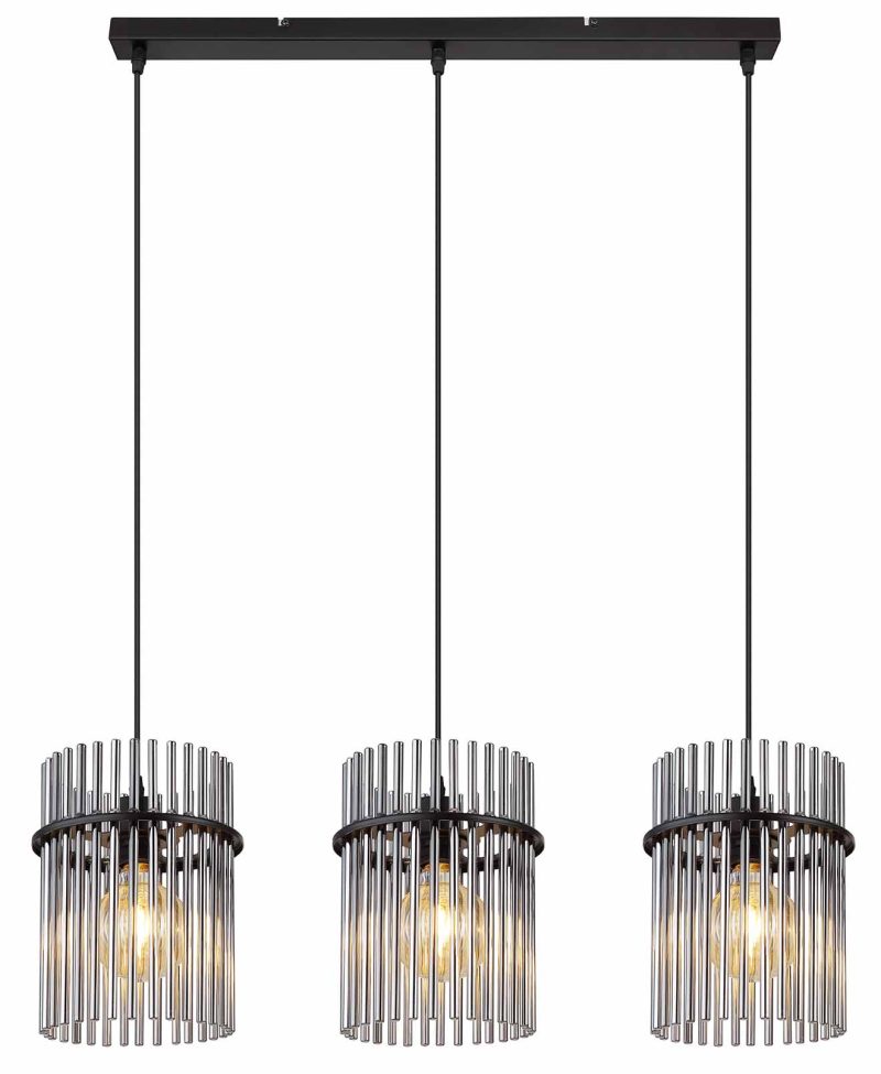 Metalen klassieke hanglamp zwart Globo Gorley - Afbeelding 2