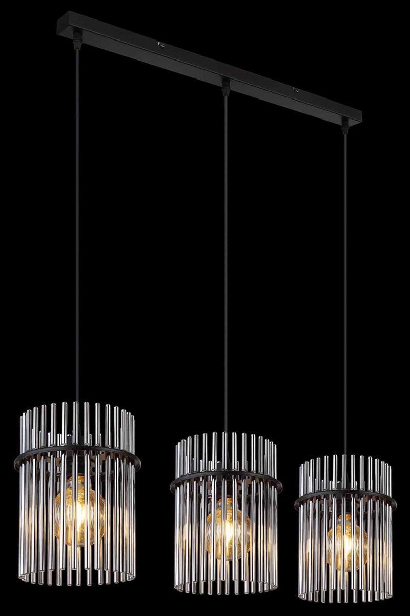 Metalen klassieke hanglamp zwart Globo Gorley - Afbeelding 4