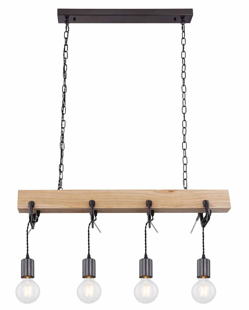 Metalen landelijke hanglamp zwart Globo Ludi - Afbeelding 2