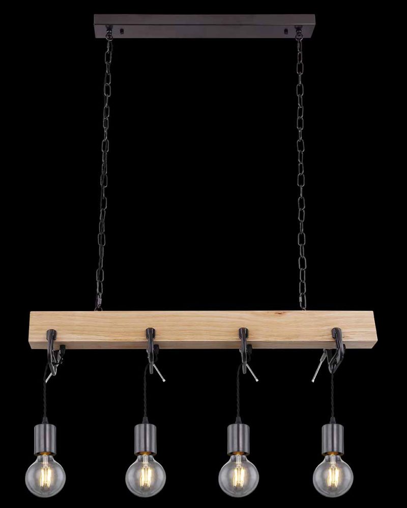 Metalen landelijke hanglamp zwart Globo Ludi - Afbeelding 5