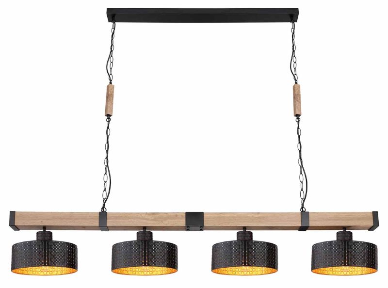 Metalen landelijke hanglamp zwart Globo Rielly - Afbeelding 2