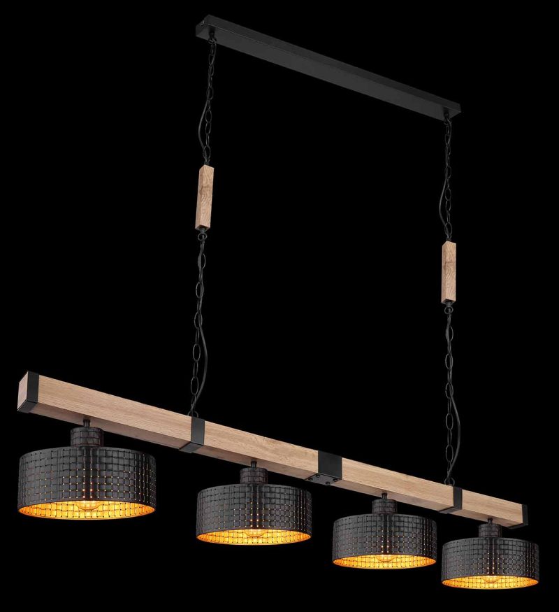 Metalen landelijke hanglamp zwart Globo Rielly - Afbeelding 4