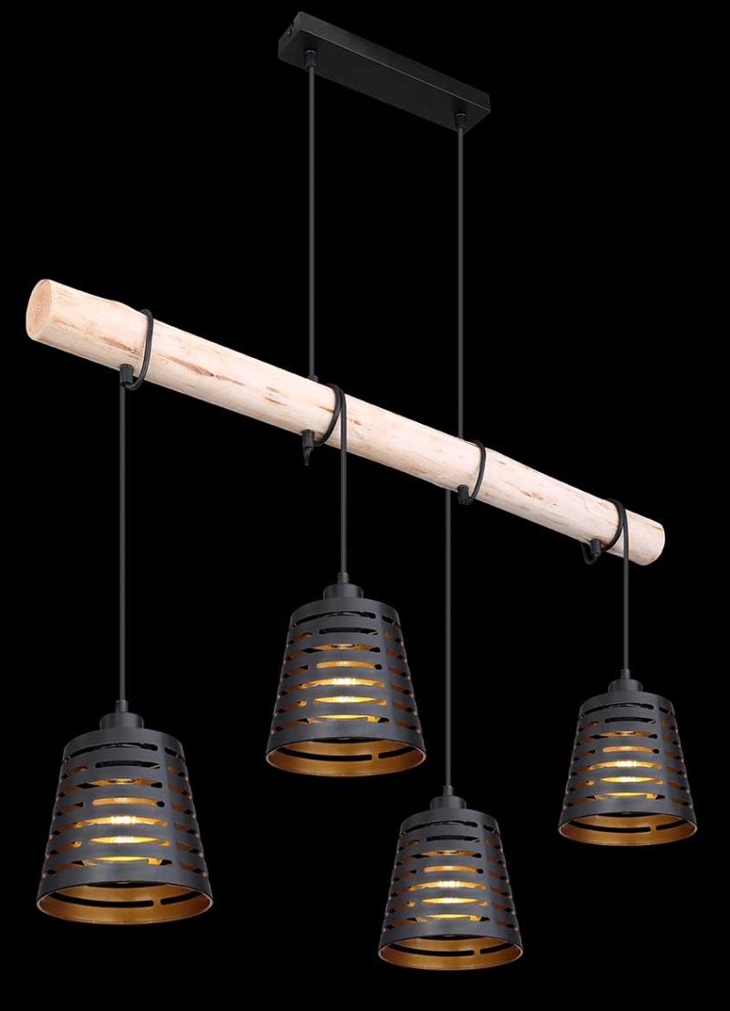 Metalen landelijke zwarte hanglamp Globo Ablona - Afbeelding 4