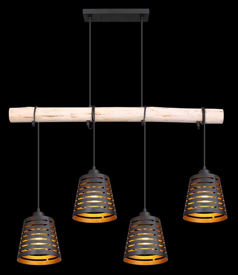 Metalen landelijke zwarte hanglamp Globo Ablona - Afbeelding 5