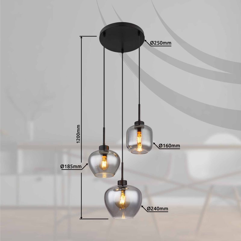 Metalen moderne zwarte hanglamp Globo Matt - Afbeelding 4