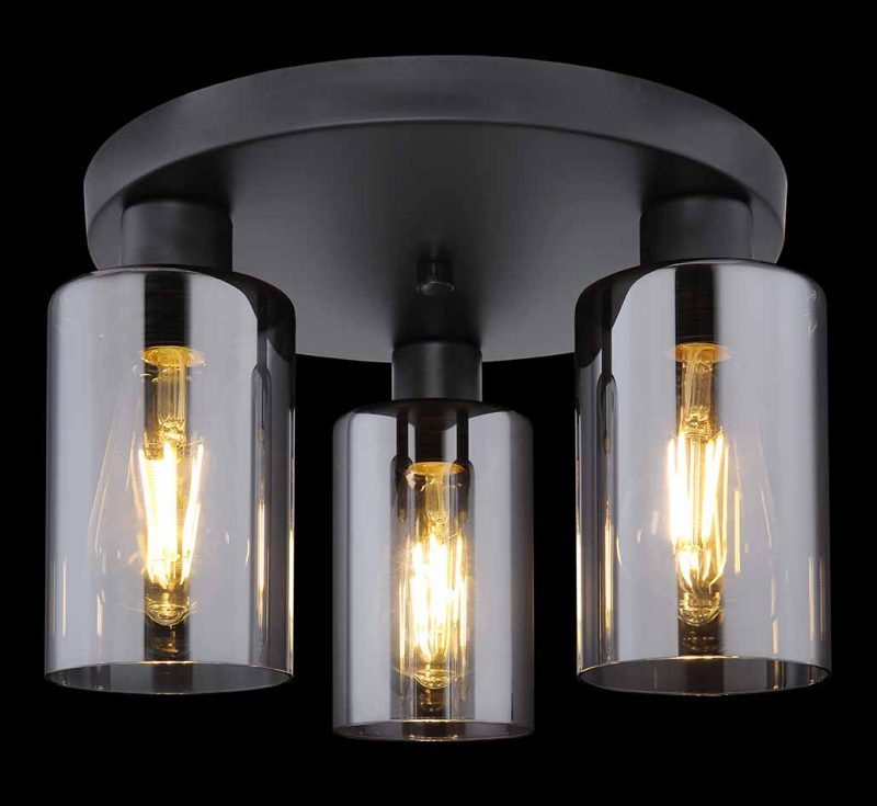 Metalen plafondlamp zwart modern Globo Hadera - Afbeelding 3