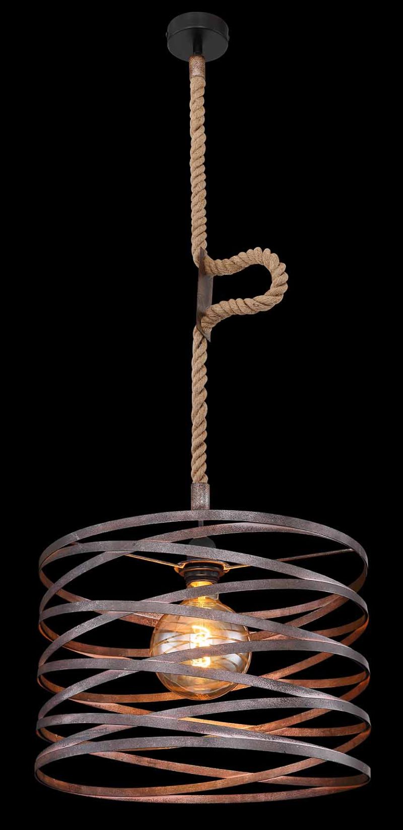 Metalen spiraal zwarte retro hanglamp Globo Marco - Afbeelding 3