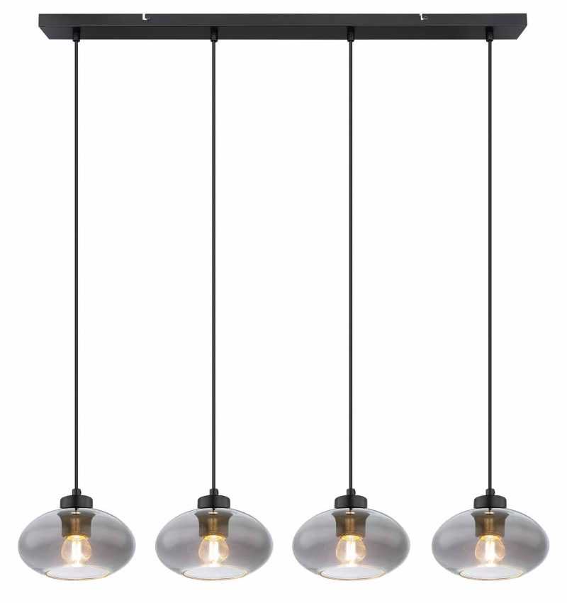 Metalen zwart glazen moderne plafondlamp Globo Shaun - Afbeelding 2