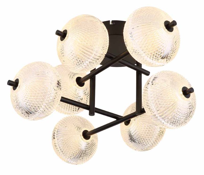 Metalen zwarte art deco plafondlamp Globo Aida - Afbeelding 3