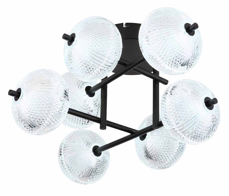 Metalen zwarte art deco plafondlamp Globo Aida - Afbeelding 4