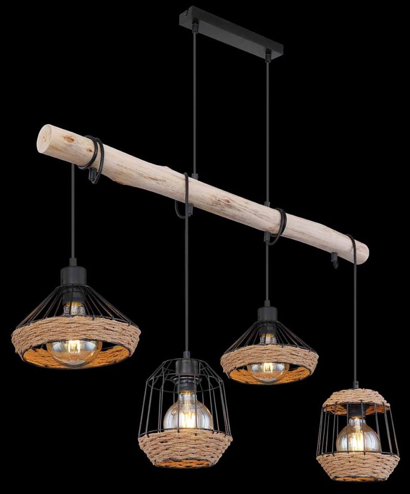 Metalen zwarte Boheemse hanglamp Globo Surri - Afbeelding 4