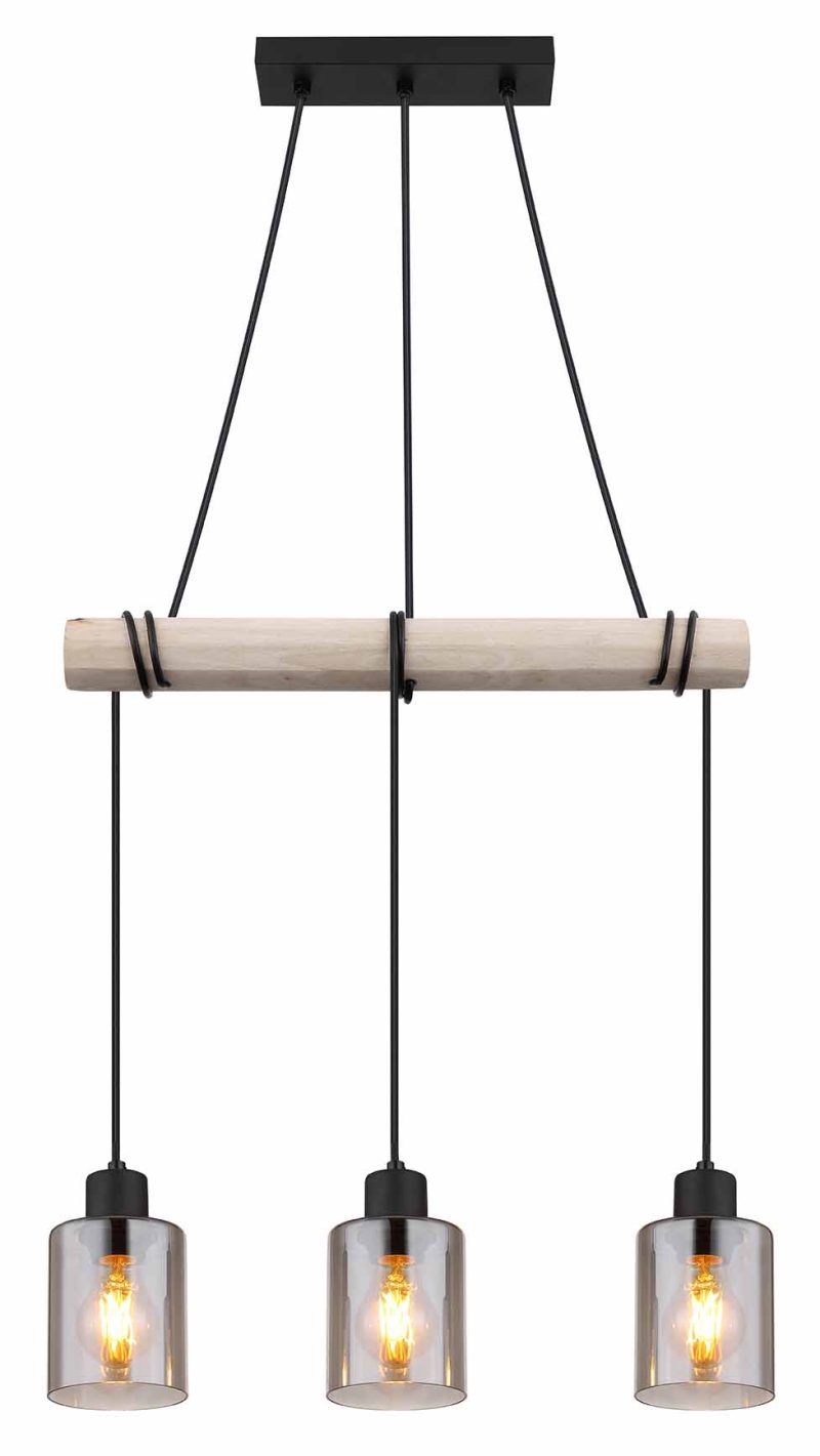 Metalen zwarte hanglamp landelijk Globo Hadera - Afbeelding 2