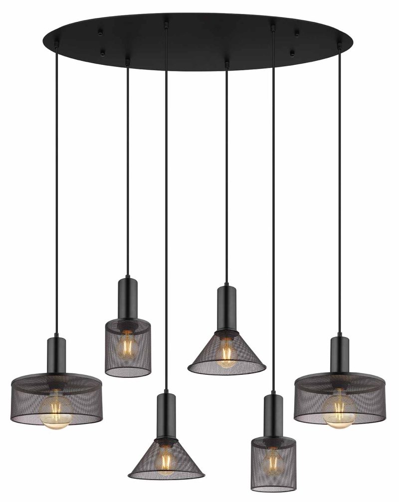Metalen zwarte hanglamp retro Globo Jedd - Afbeelding 2