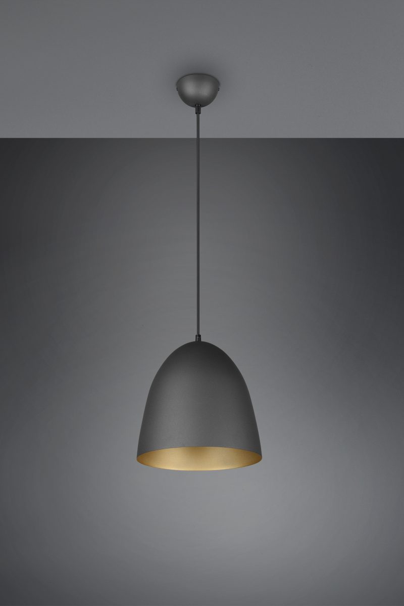 Metalen zwarte hanglamp strakke komvorm Tilda - Afbeelding 3