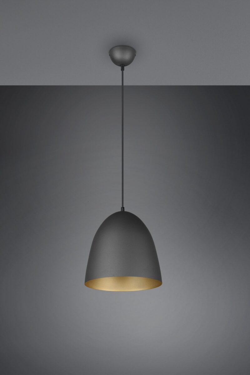 Metalen zwarte hanglamp strakke komvorm Tilda - Afbeelding 3