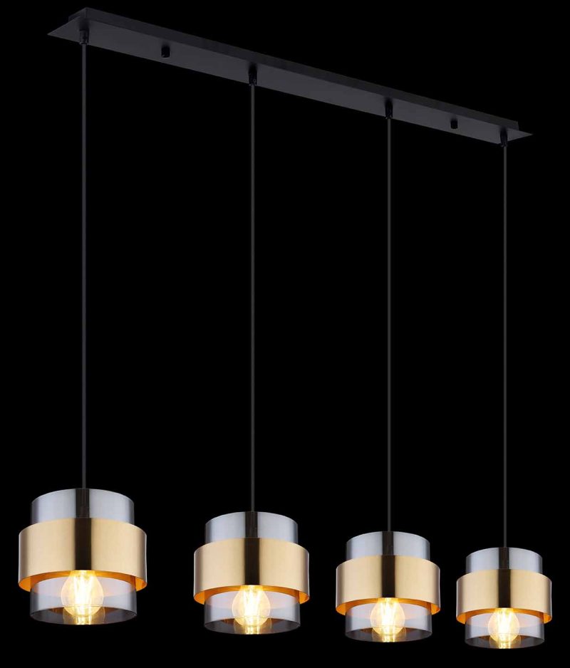 Metalen zwarte klassieke hanglamp Globo Milley - Afbeelding 4