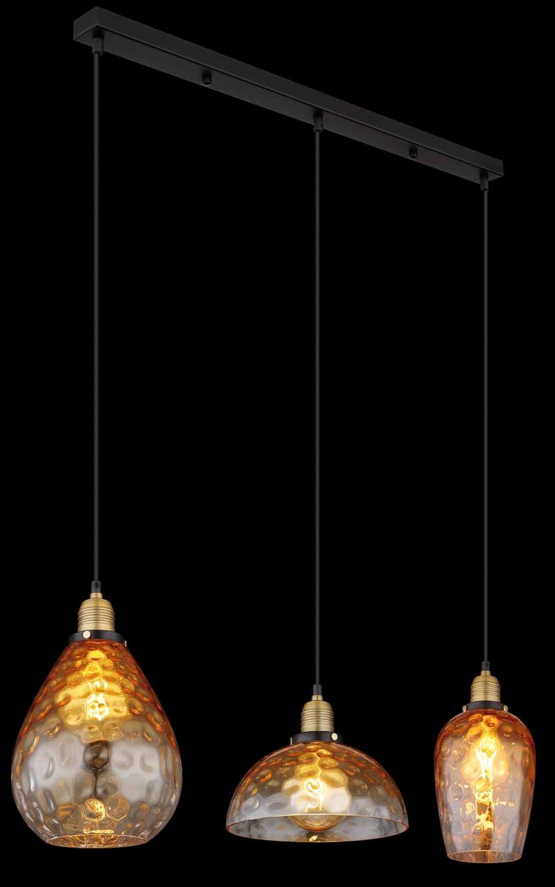 Metalen zwarte klassieke hanglamp Globo Salvy - Afbeelding 4